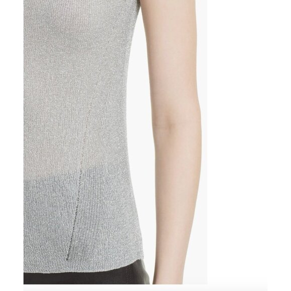 RAG & BONE Priya Metallic Striped Silver Knit Sleeveless Sweater Tank Top Size S - Picture 10 of 10